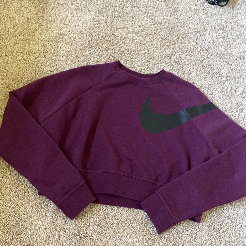 Purple cropped Nike crew neck